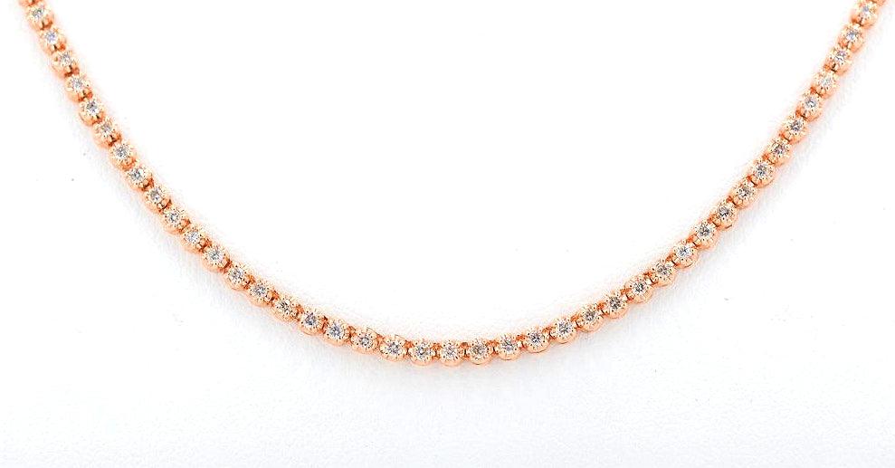 Custom 14KR 3.50CTW DIAMOND CROWN TENNIS NECKLACE - Johnny Dang & Co