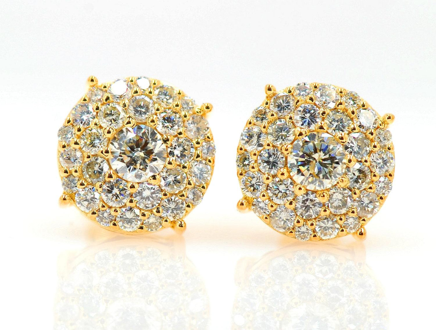 JDTK-CL1180W- 14K 2.2 CTTW DIAMOND CLUSTER MICRO PAVE EARRINGS - Johnny Dang & Co