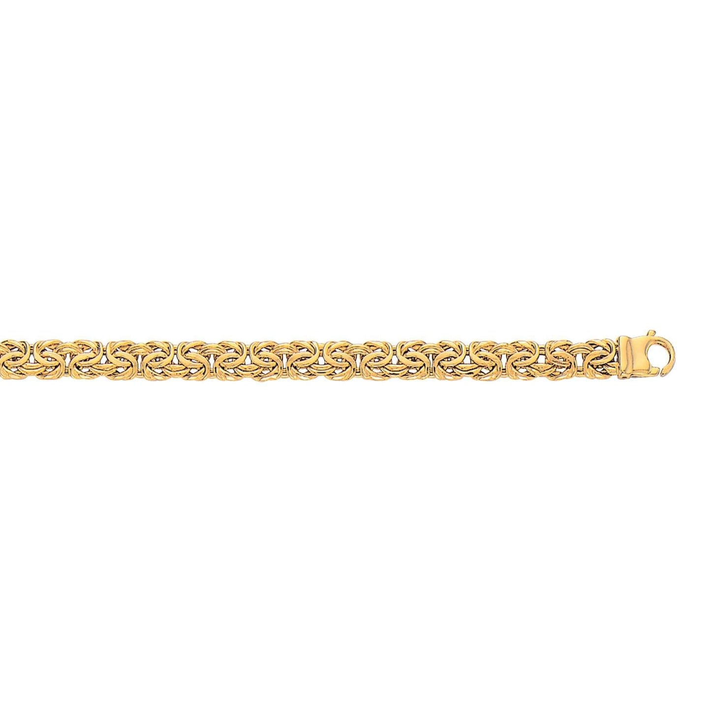 10K 7.25 inches Yellow Gold 7.0mm Shiny Byzantine Fancy Ladies Bracelet with Lobster Clasp - Johnny Dang & Co