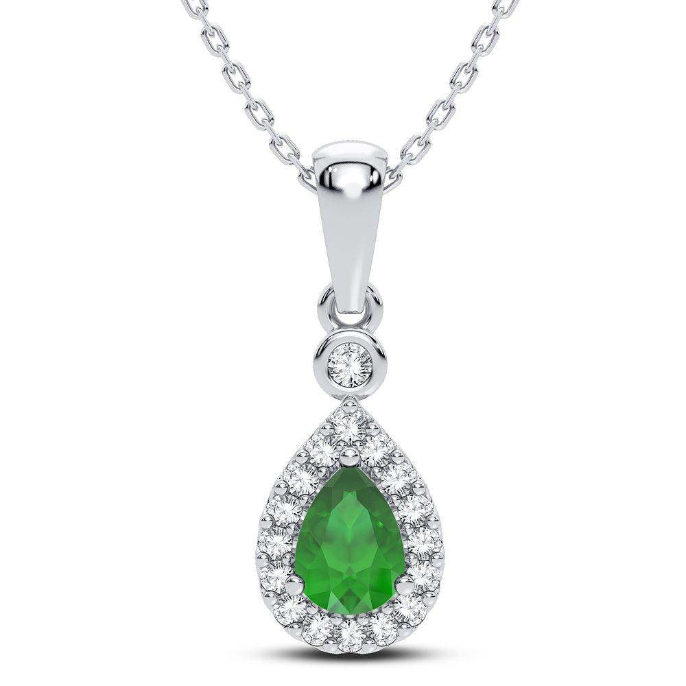 14K 0.10CT Diamond Emerald Pendant - Johnny Dang & Co