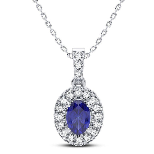 14K 0.35CT Diamond Sapphire Pendant - Johnny Dang & Co