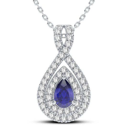 14K 0.33CT Diamond Sapphire Pendant - Johnny Dang & Co