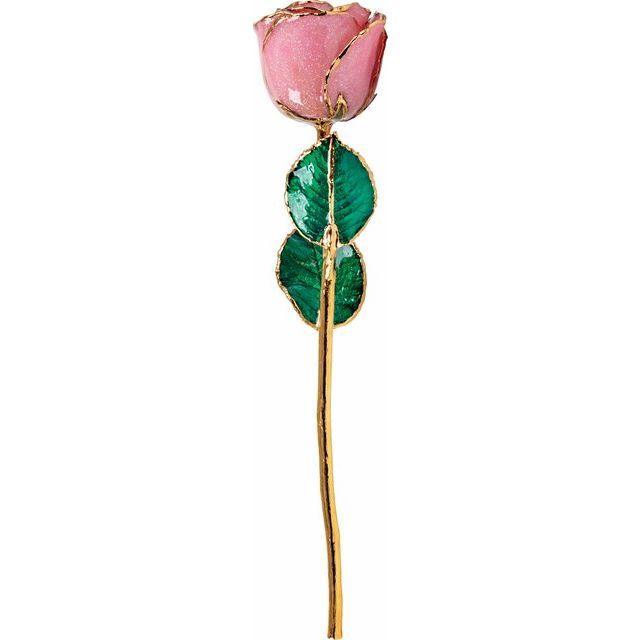 JDSP61-9132 - Lacquered Pink Sparkle Rose with Gold Trim - Johnny Dang & Co