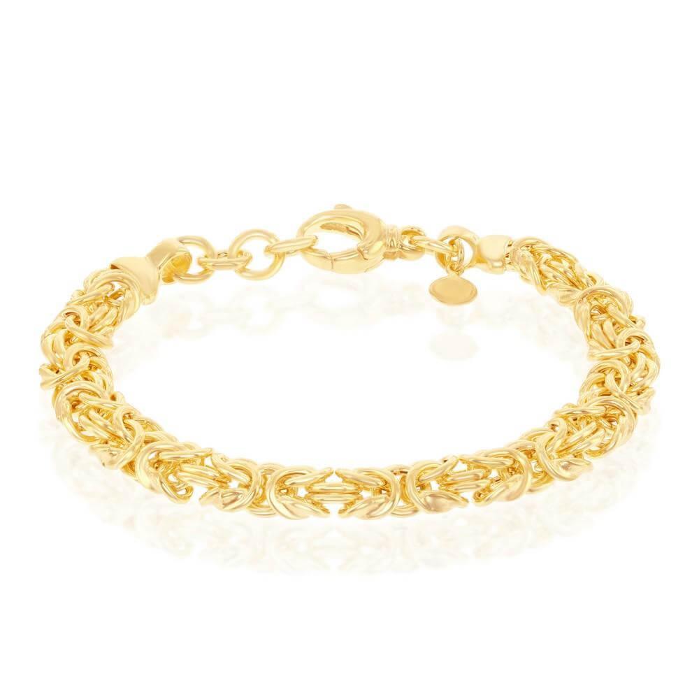 Sterling Silver With 14K Gold Overlay, Byzantine Bracelet, MADE IN ITALY - Johnny Dang & Co
