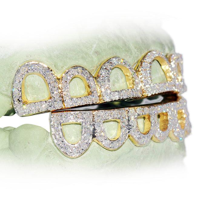 JDTK-C111A - 12 TEETH ROUND DIAMOND OPEN FACE GRILL - Johnny Dang & Co