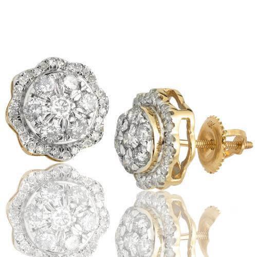 10KY 1.65CTW DIAMOND 3-D ROUND DOME CLUSTER EARRIN - Johnny Dang & Co