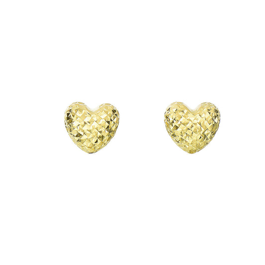 14K Gold Diamond Cut Heart Post Earring - Johnny Dang & Co