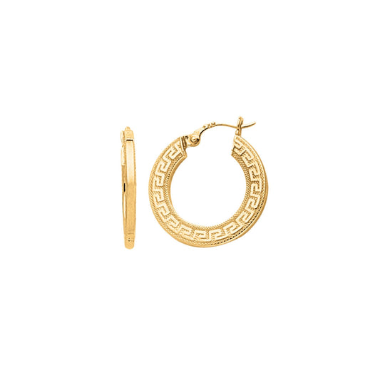 14K Gold Greek Key Hoop Earring - Johnny Dang & Co