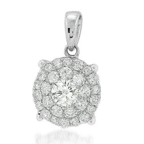 14KW 1.00CTW 2-ROW FLEUR PENDANT - Johnny Dang & Co