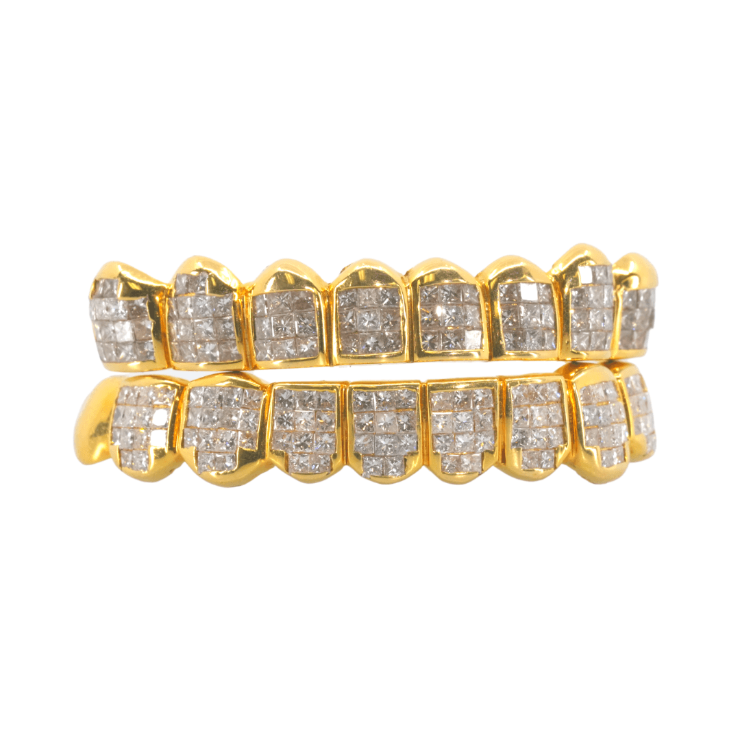 14K VS Princess Cut Diamond Invisible Set Grillz - Johnny Dang & Co