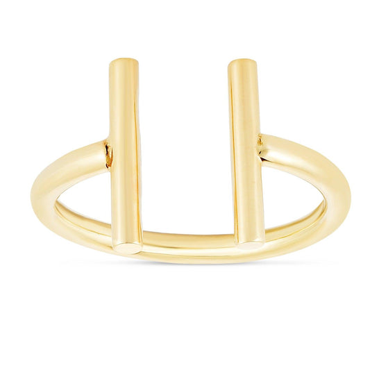 14K Gold Open Double Bar Ring - Johnny Dang & Co