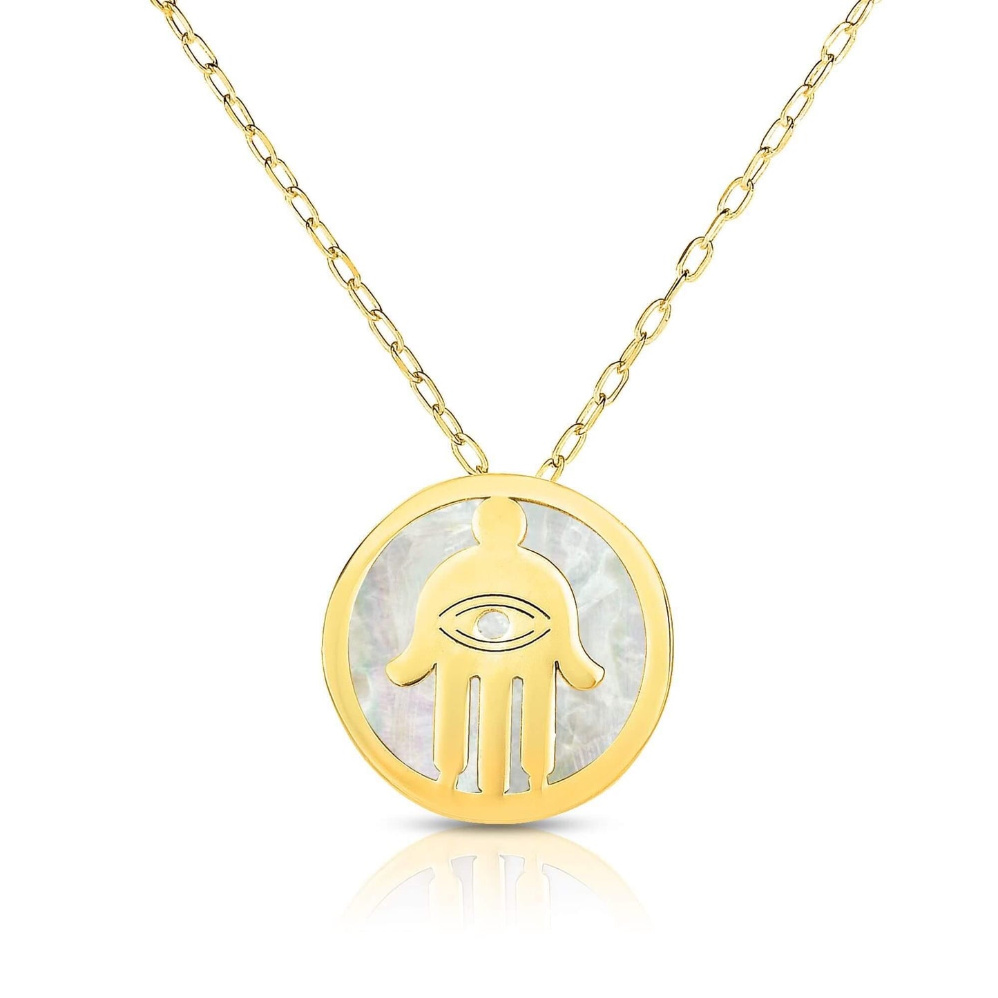 14kt Gold 16 inches Yellow Finish Chain:0.8mm+Center Round Pendant:11mm Shiny Fancy Necklace with 1 inches Extender Spring Ring Clasp - Johnny Dang & Co