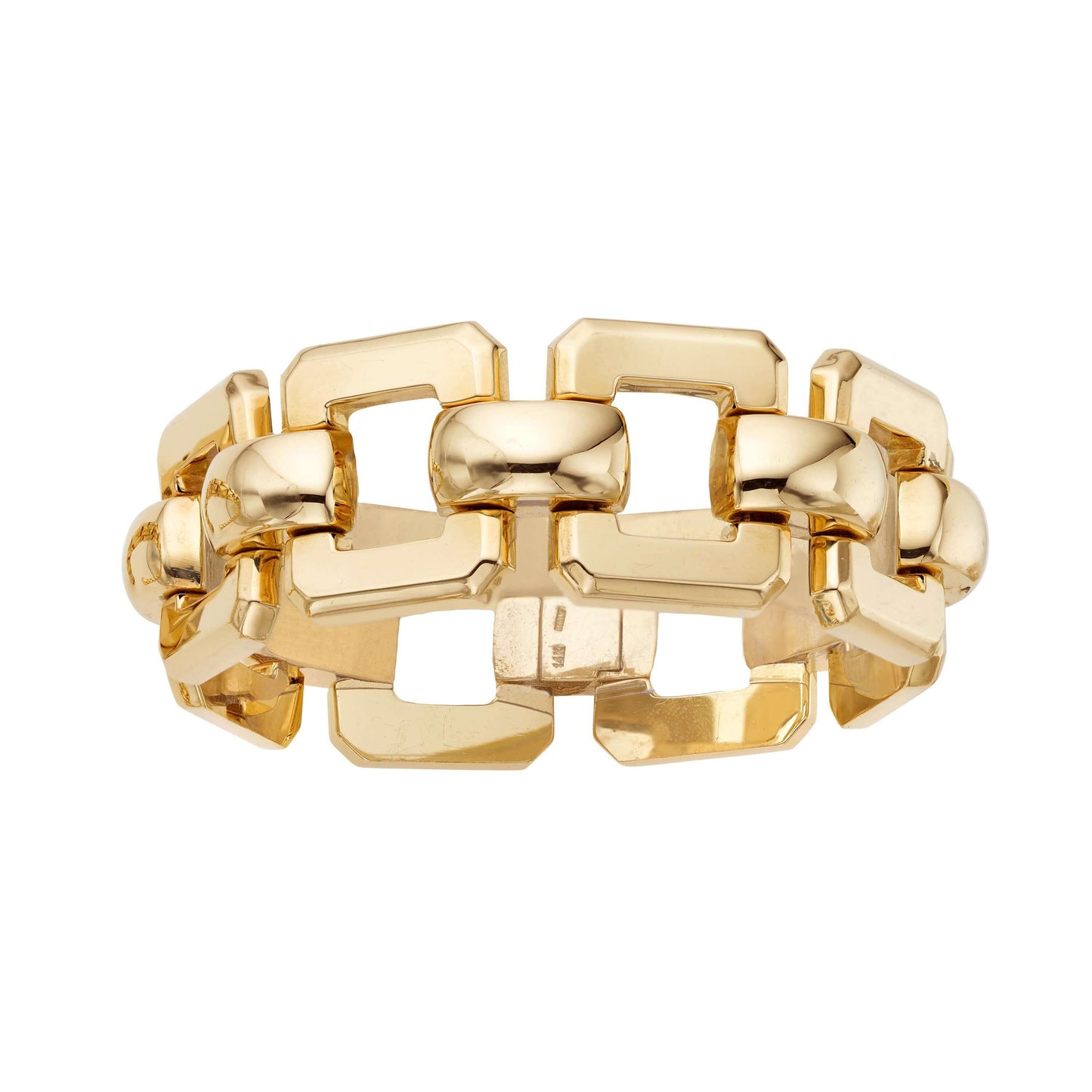 14kt Gold 8 inches Yellow Finish 24mm Polished Bracelet with Snap Clasp - Johnny Dang & Co
