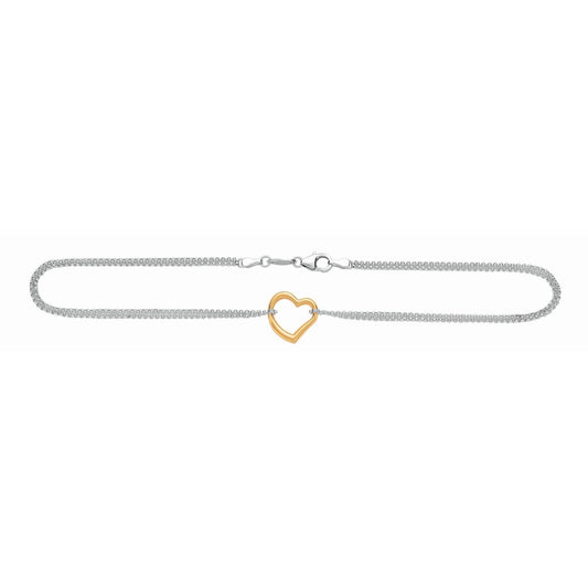 14K & Silver Heart Anklet - Johnny Dang & Co