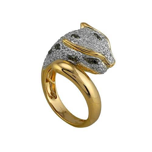 14KY 1.0CTW DIAMOND PANTHER RING - Johnny Dang & Co
