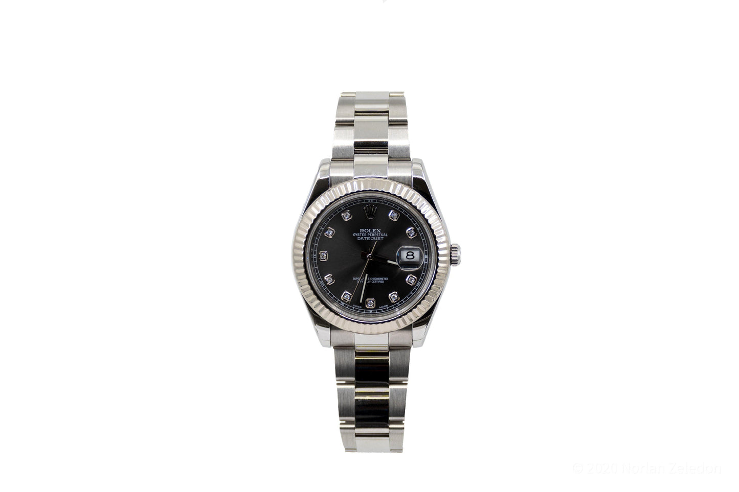 Silver Rolex Oyster Perpetual DD Rolex 41mm Black Dial - Johnny Dang & Co