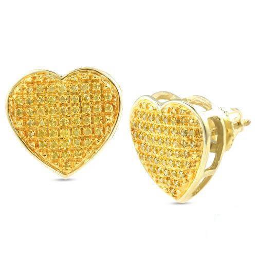 10KY 0.30CTW YELLOW DIAMOND HEART DOME EARRINGS - Johnny Dang & Co