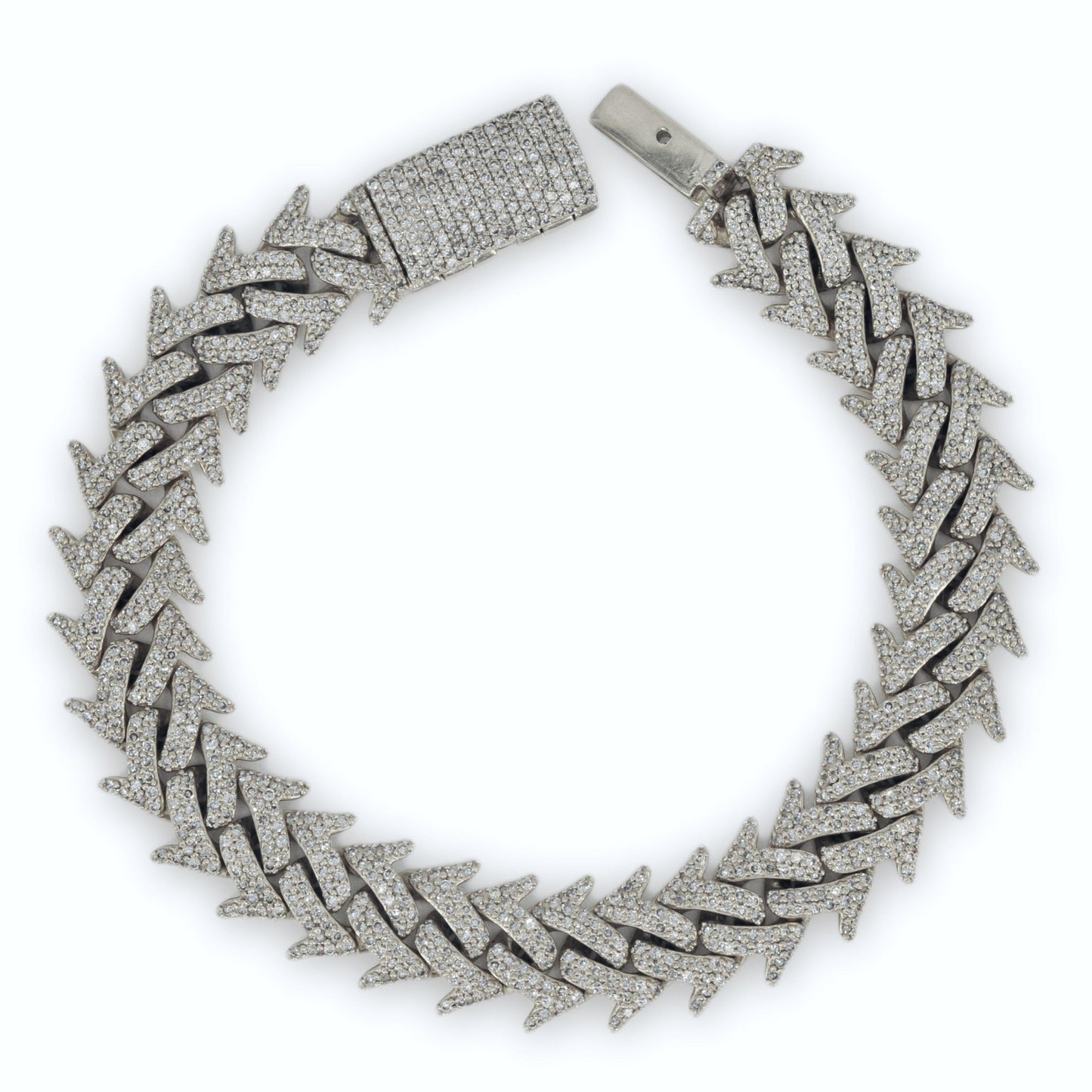 10k Yellow Gold 14mm Diamond Spiked Cuban Link Bracelet 8.5 Inches - Johnny Dang & Co