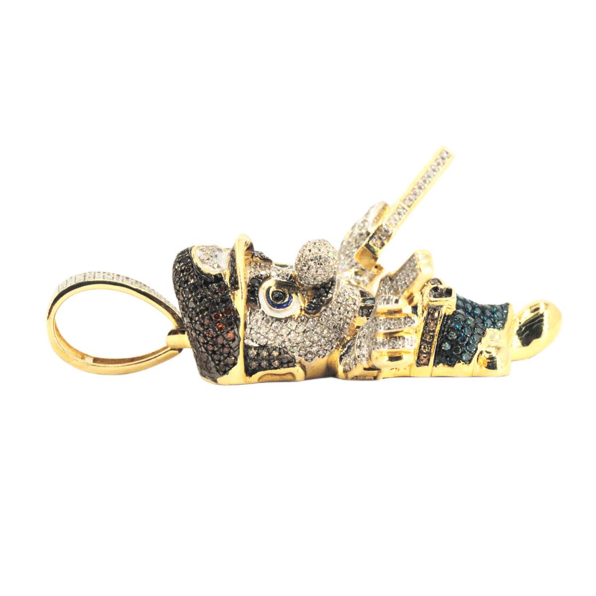 10k Yellow Gold 2.65ctw Diamond Mario w/ Guns Pendant - Johnny Dang & Co