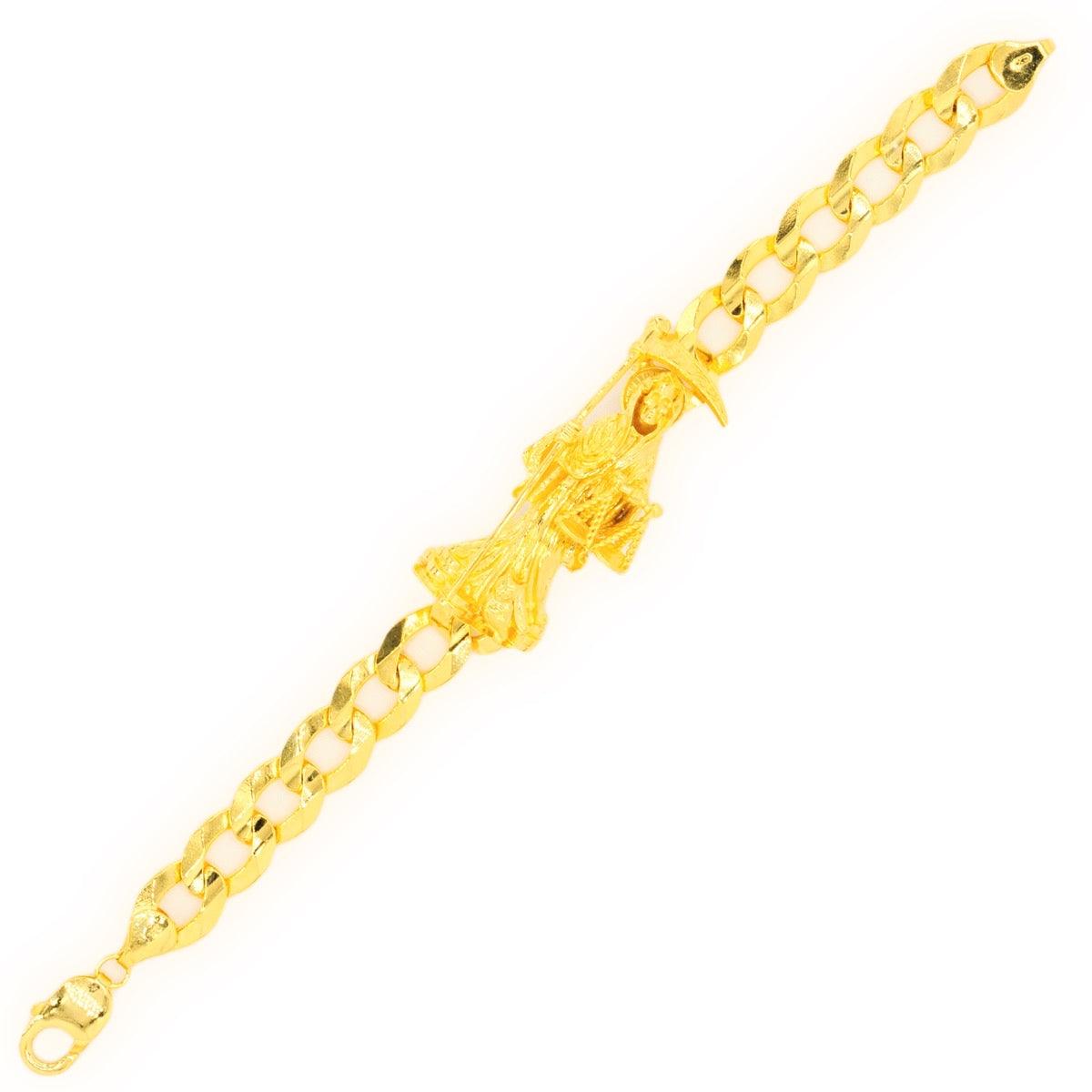 14k Yellow Gold Custom JD&Co Exclusive Grim Reaper Santa Muerte Link Bracelet. - Johnny Dang & Co