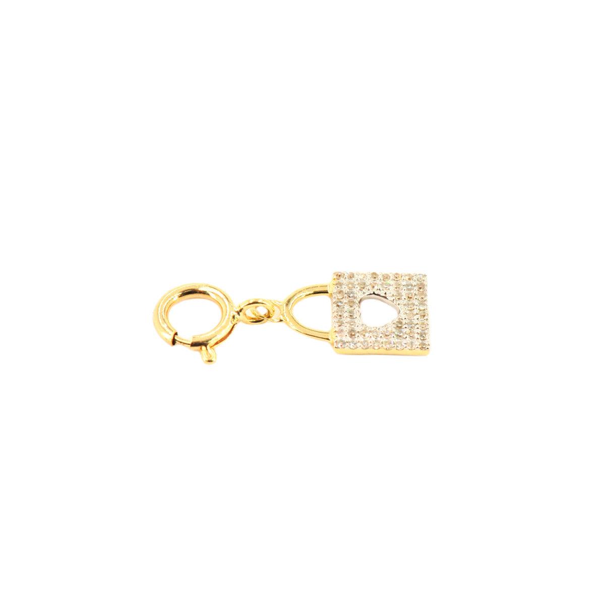 10k Yellow Gold and Diamond 'Lock With Heart Opening' Charm - 10022 - Johnny Dang & Co