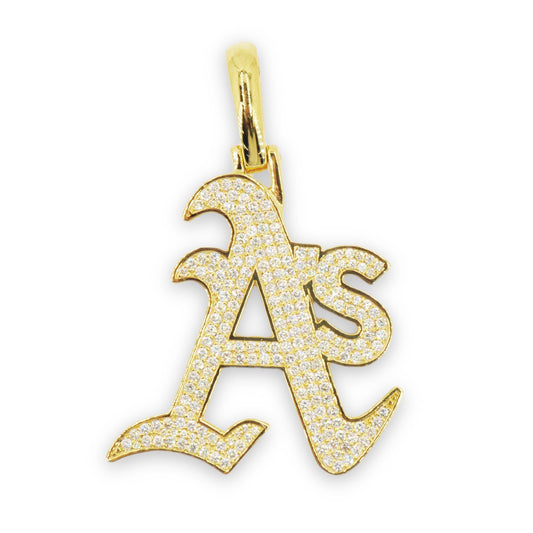 Custom Your Own Logo 10k Gold and VVS Diamond "Aβs" Style Logo Pendant 2" X 1.5" - Johnny Dang & Co