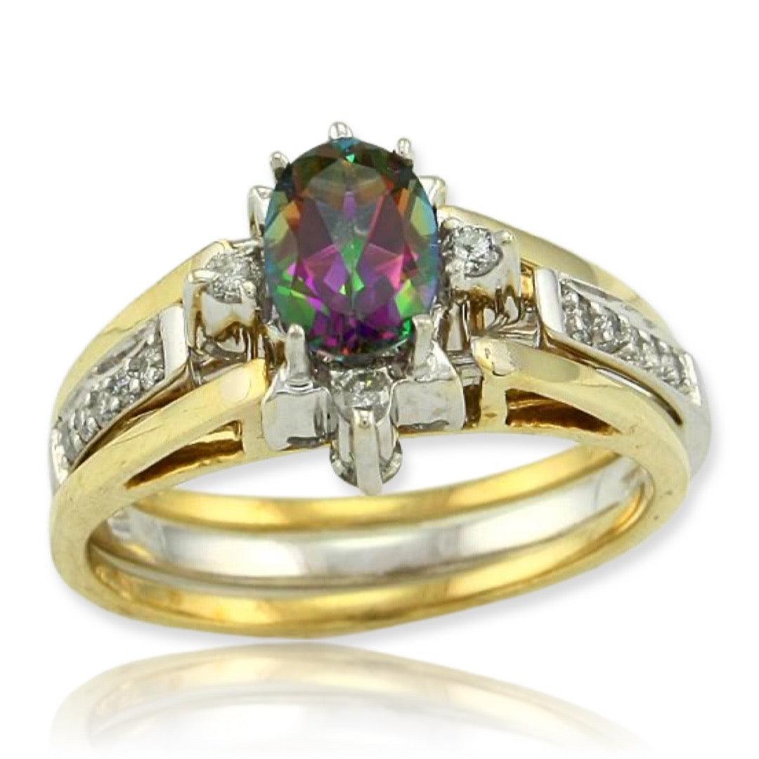 10KY 1.00CTW DIA. & MYSTIC TOPAZ REV RING - Johnny Dang & Co