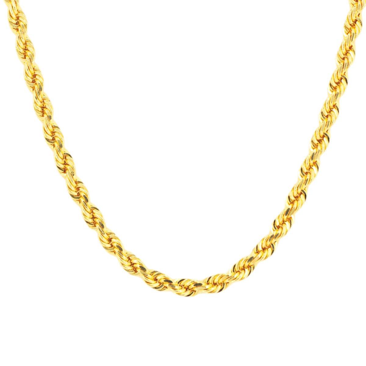 10k Yellow Gold 0.50cttw Jesus Head Pendant and 3mm Solid Rope Chain Bundle 16" 18" 20” 22” 24” - Johnny Dang & Co