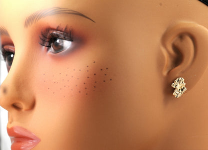 10k Yellow Gold Nugget Earrings. Small
