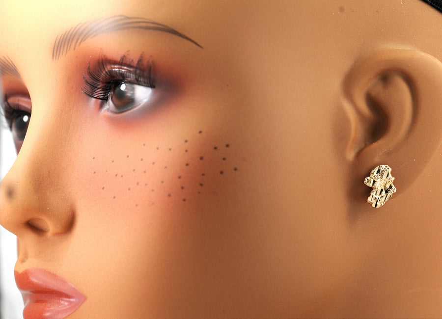 10k Yellow Gold Nugget Earrings. Small