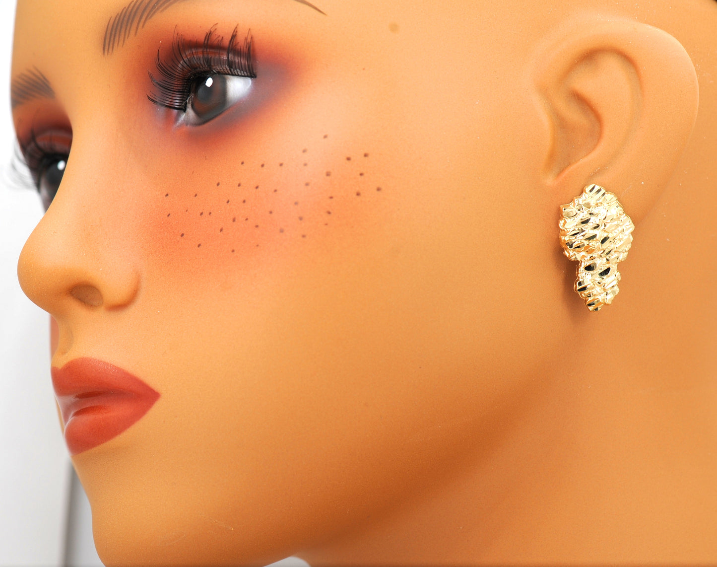 10k Yellow Gold Nugget Earrings. Large
