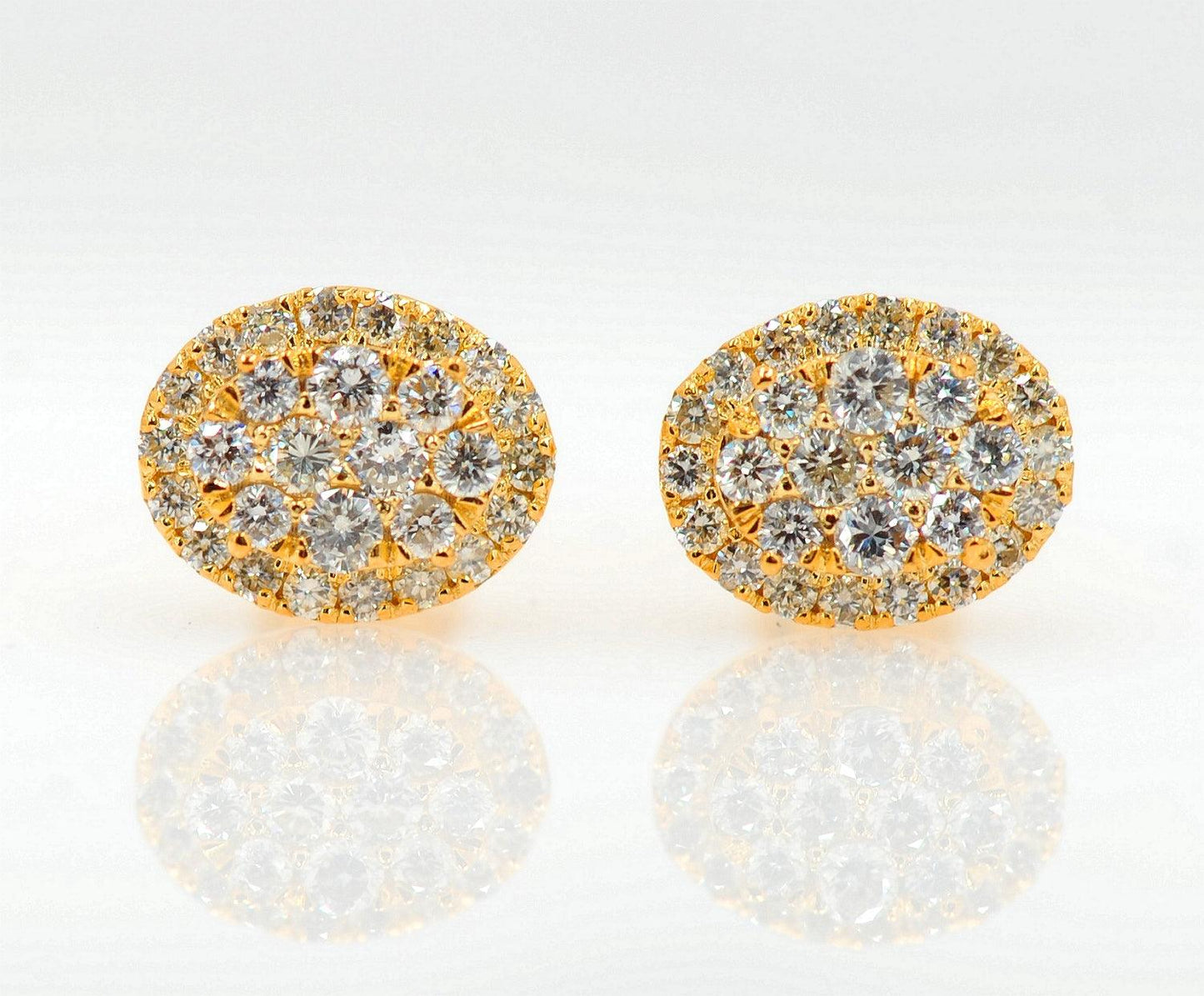 JDTK-CL2042- 14K 0.60CTW DIAMOND OVAL SHAPED CLUSTER EARRING - Johnny Dang & Co