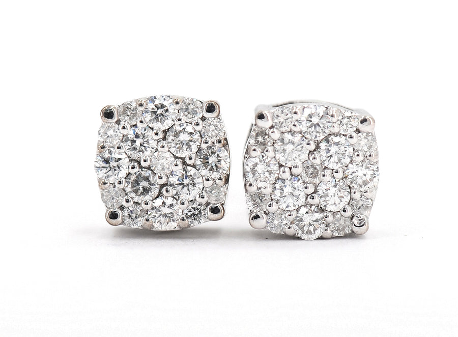 0.76CT Gold Diamond Cluster Earrings