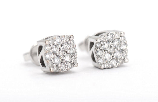 0.76CT Gold Diamond Cluster Earrings - Johnny Dang & Co