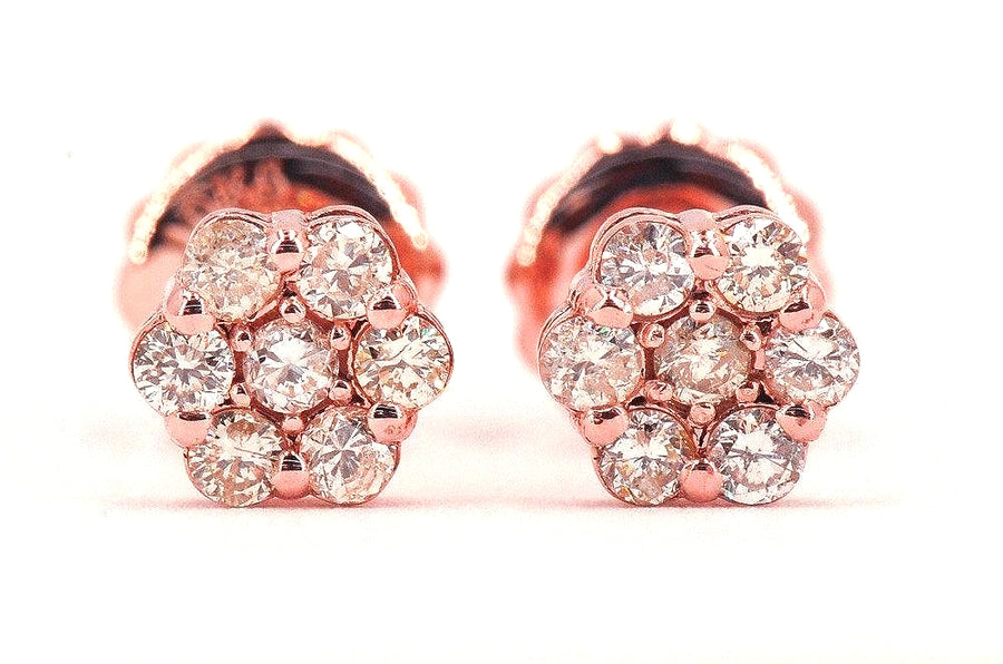 JDTK-F81638-  Cluster/Flower 0.45cttw Diamond Earrings