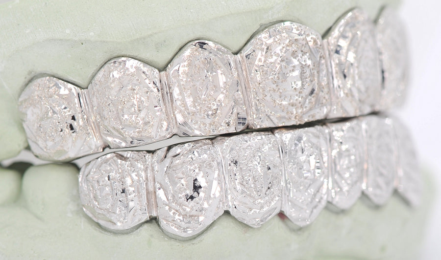 JDTK- 3009- 16 Teeth Rose Cuts & Diamond Dust  Grillz