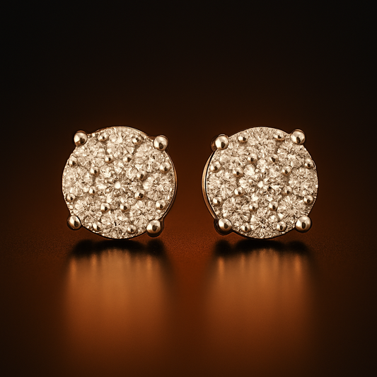 0.50 CTTW Cluster Diamond Custom Earrings