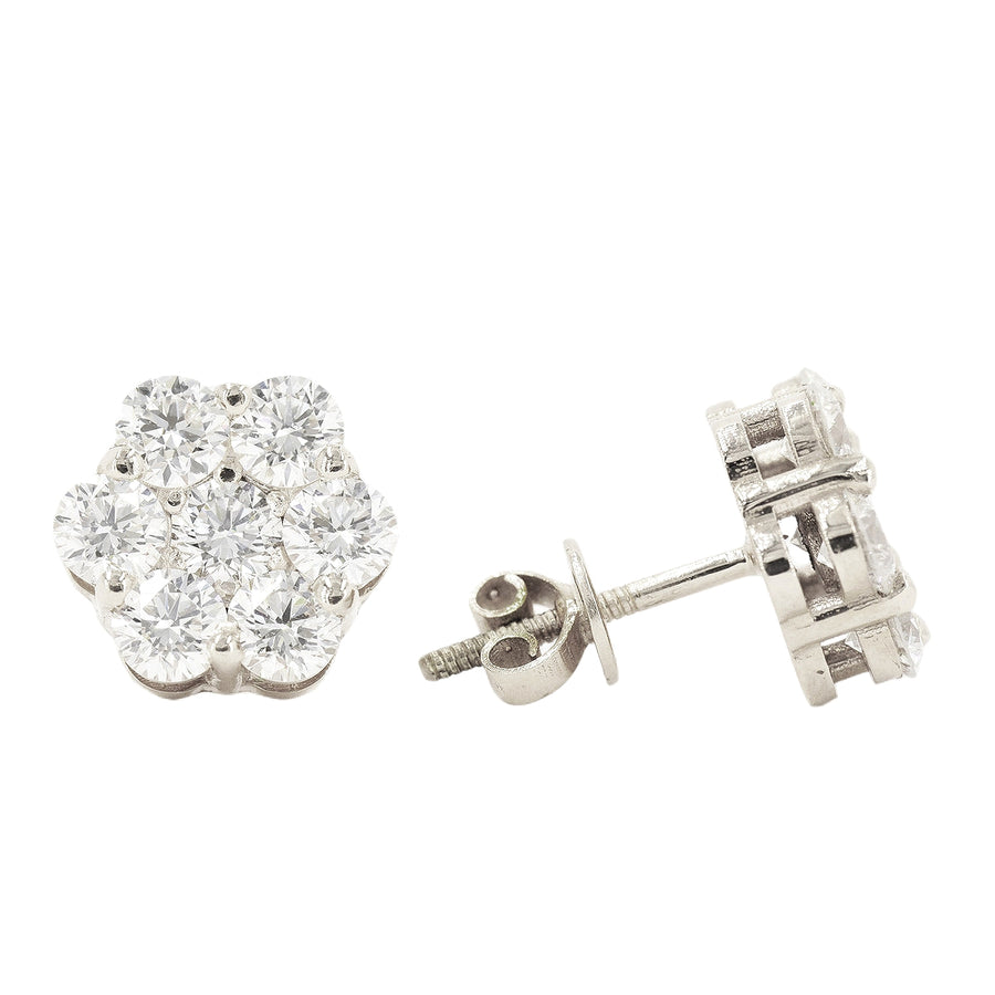 Build your size:  CUSTOM SI, VS, VVS DIAMOND FLORAL/CLUSTER SETTING EARRINGS (0.30 CTW - 7.0 CTW) Each Pair