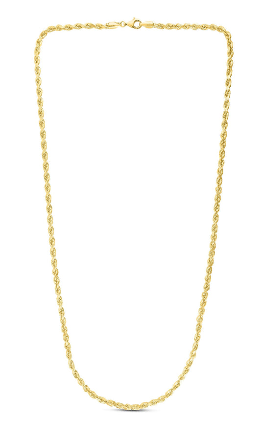 10K Yellow Gold 4.0mm Hollow Diamond Cut Rope Chain 18", 20", 22", 24" 10c233 - Johnny Dang & Co