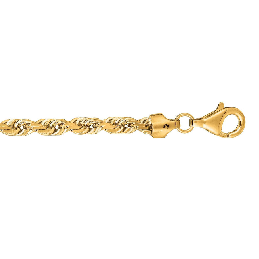10K 20 inches Yellow Gold 5.0mm Shiny Solid Diamond Cut Royal Rope Chain with Lobster Clasp