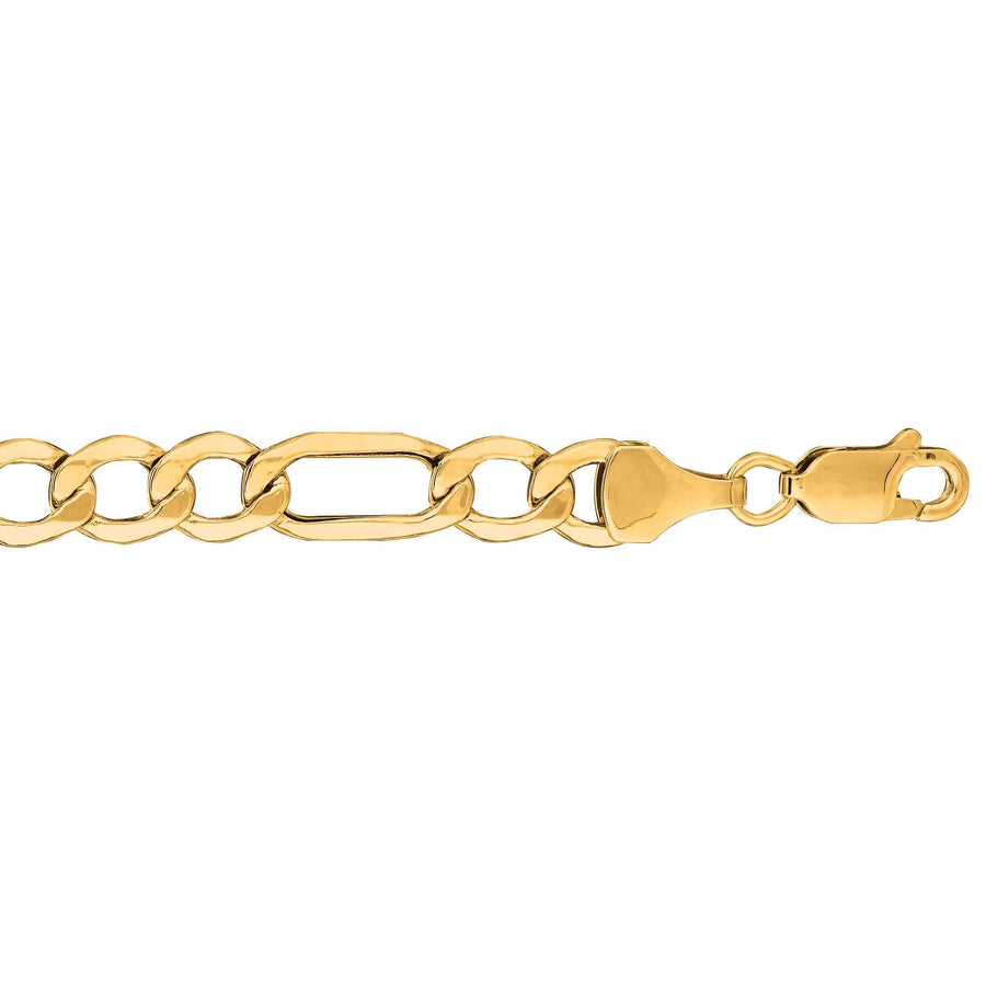 10K 18 inches Yellow Gold 6.5mm Diamond Cut Figaro Lite Link with Lobster Clasp