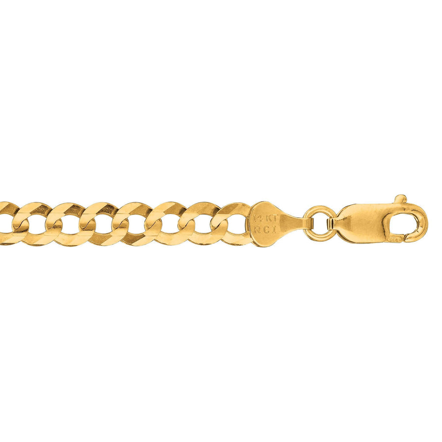 10K 20 inches Yellow Gold 5.70mm Diamond Cut Comfort Curb Chain with Lobster Clasp