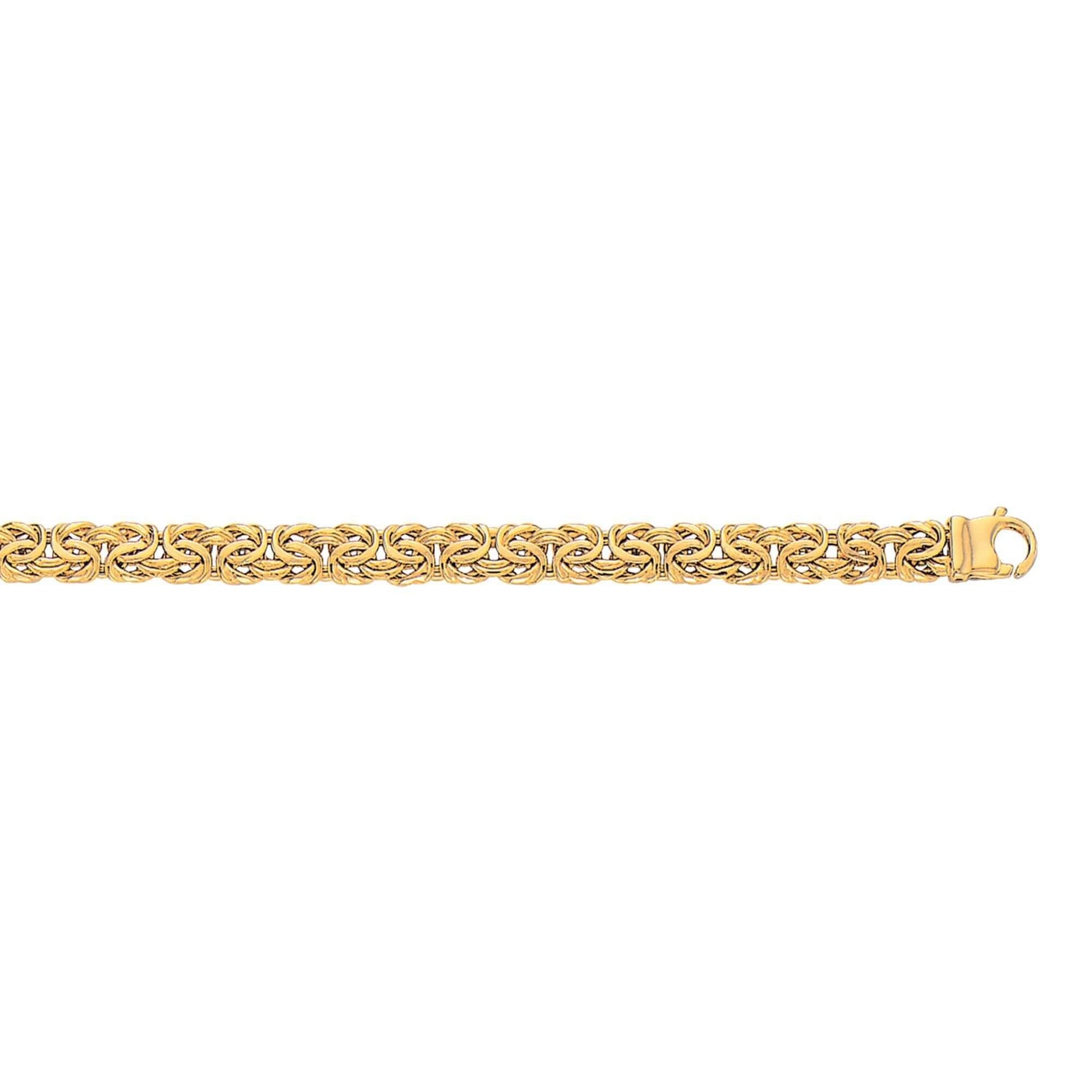 10K 7.25 inches Yellow Gold 7.0mm Shiny Byzantine Fancy Ladies Bracelet with Lobster Clasp - Johnny Dang & Co