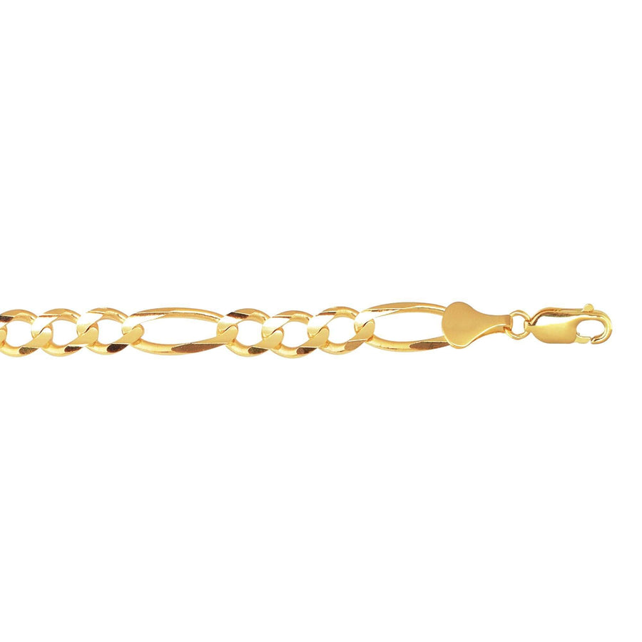 10K 22 inches Yellow Gold 8.3mm Diamond Cut Royal Figaro Link with Lobster Clasp