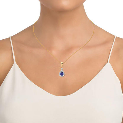 14K 0.10CT Diamond Sapphire Pendant - Johnny Dang & Co