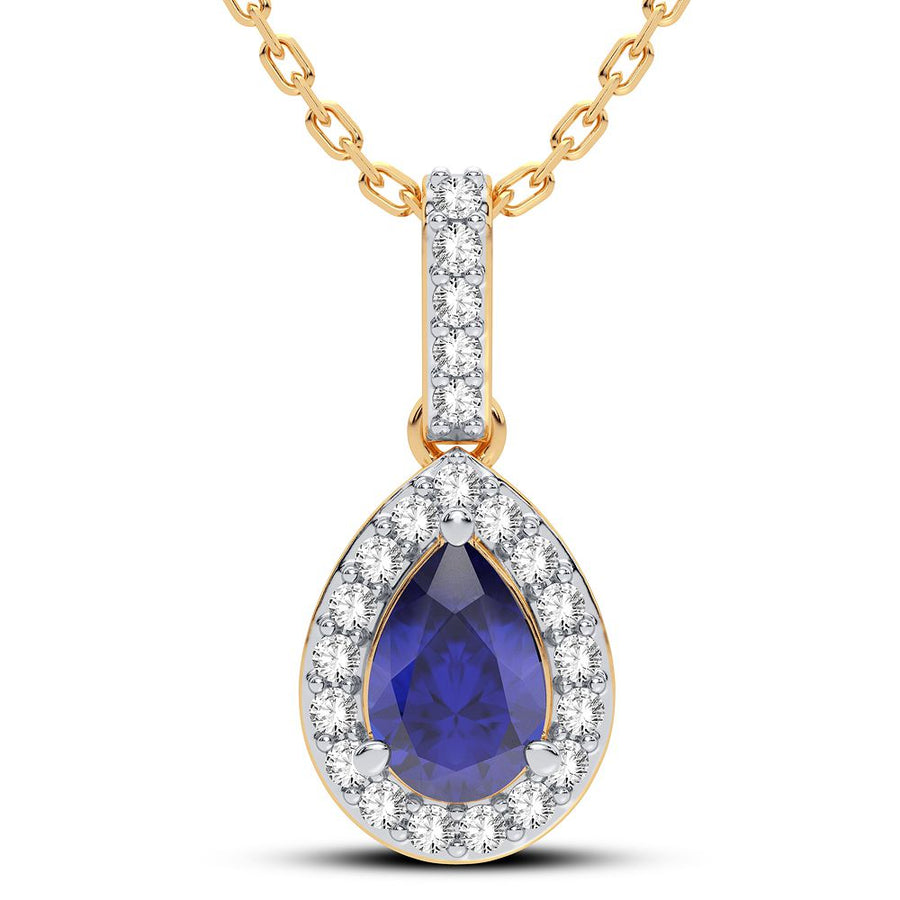 14K 0.10CT Diamond Sapphire Pendant