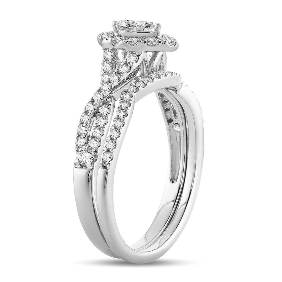 14K 0.75 Fancy Cut Bridal Ring with Certified center