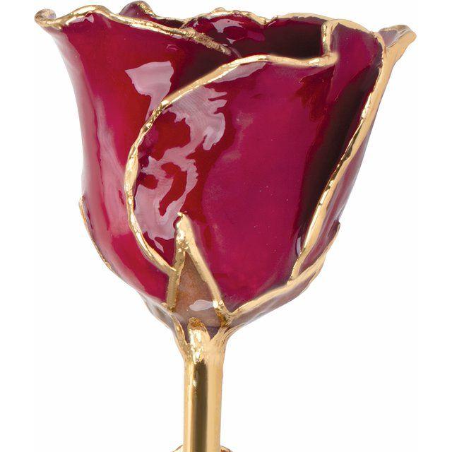 JDSP61-9051-Lacquered Garnet Colored Rose with Gold Trim - Johnny Dang & Co