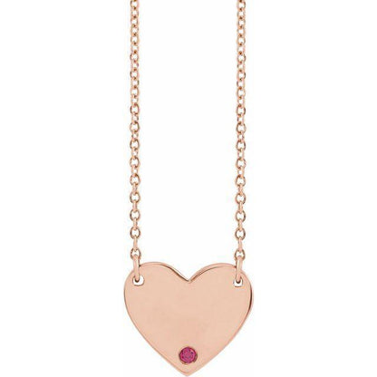 Natural Ruby Engravable Heart 18" Necklace - Johnny Dang & Co