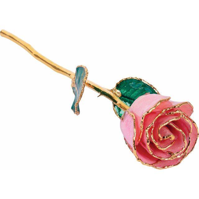 JDSP61-9132 - Lacquered Pink Sparkle Rose with Gold Trim - Johnny Dang & Co